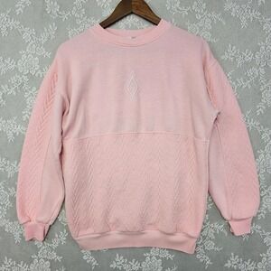 VTG Choices From Gitano Sweatshirt Womens's Large Pink Quilted Pullover 90s READ